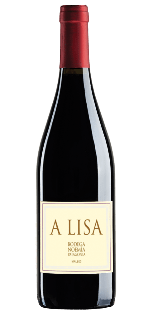 Red wine bottle labeled A LISA Malbec
