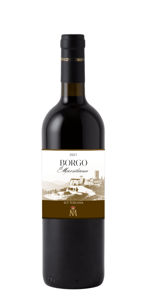 Bottle of red wine with white label