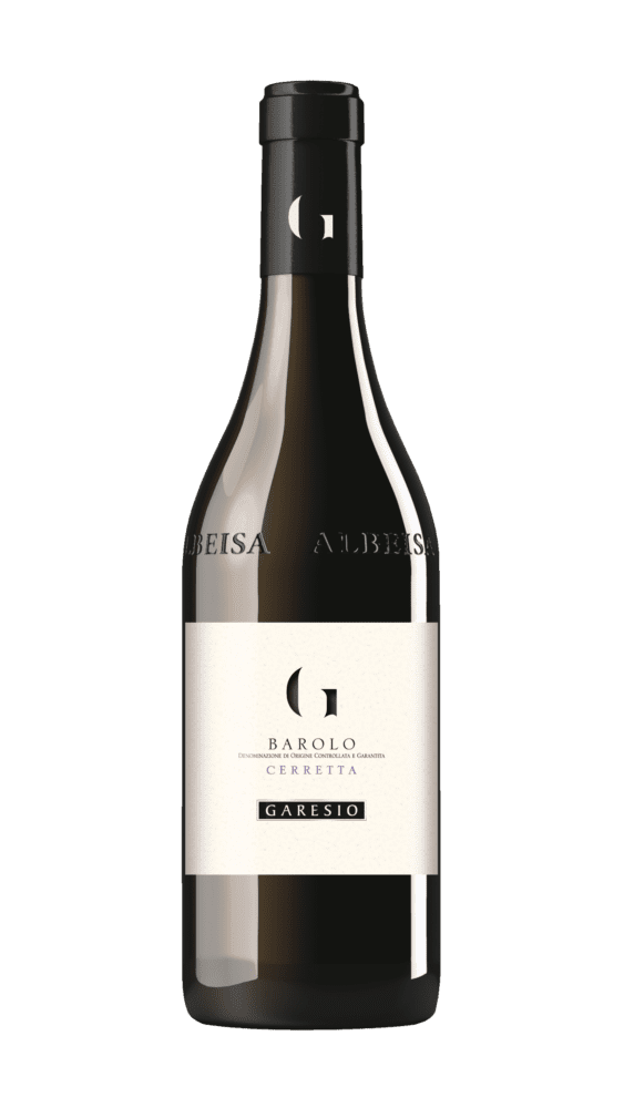 Barolo wine bottle with white label