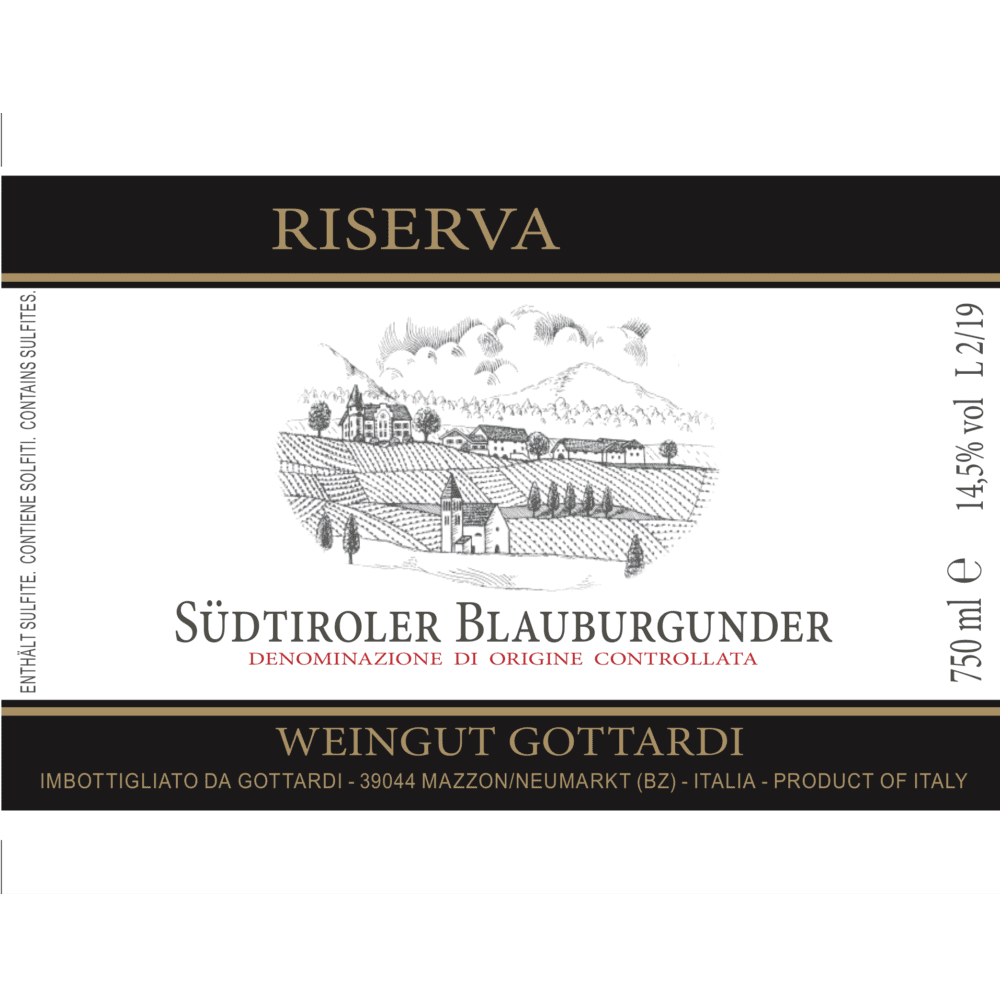 Vintage wine label with vineyard illustration