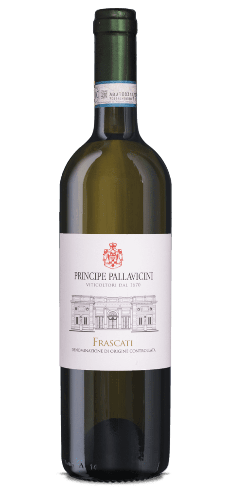Frascati white wine bottle with label