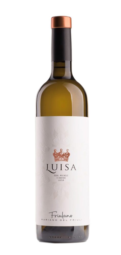 Luisa Friulano white wine bottle closeup