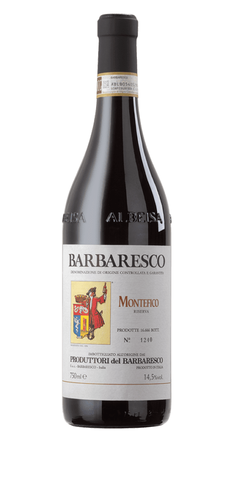 Barbaresco Montefico red wine bottle