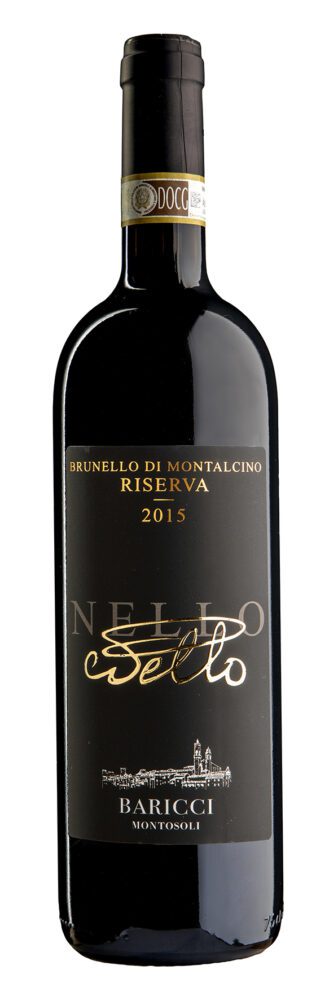 Black bottle of Brunello di Montalcino 2015 wine