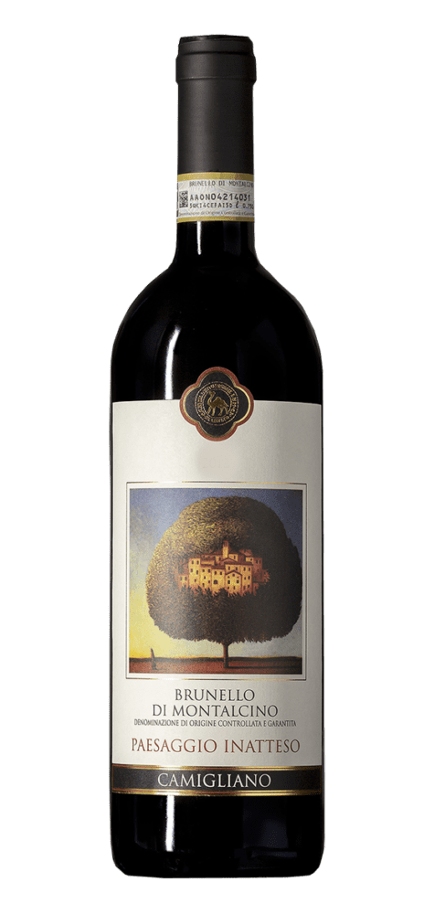 Brunello di Montalcino bottle with tree label