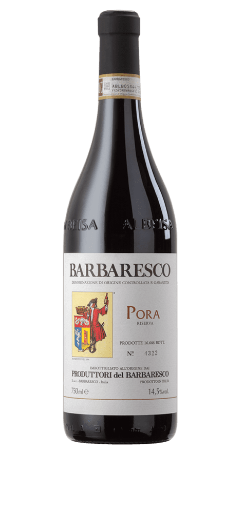 Bottle of Barbaresco Pora red wine