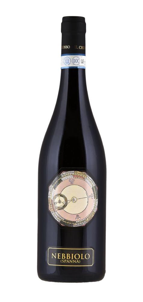 Nebbiolo wine bottle with decorative label