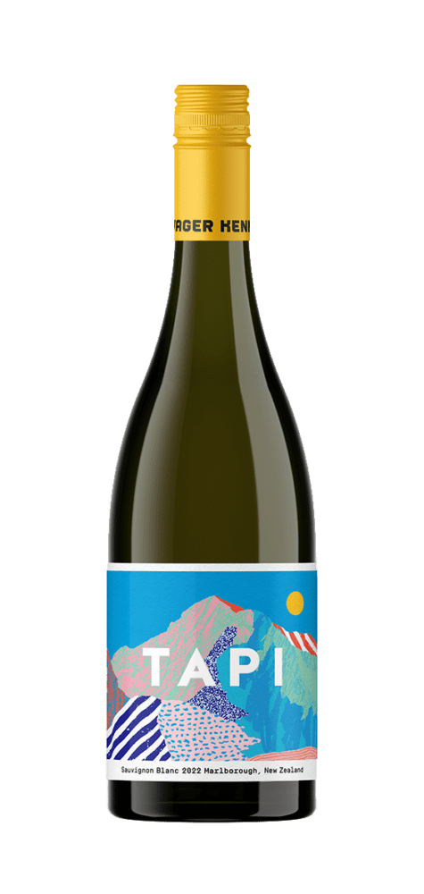 Bottle of TAPI Sauvignon Blanc with colorful label
