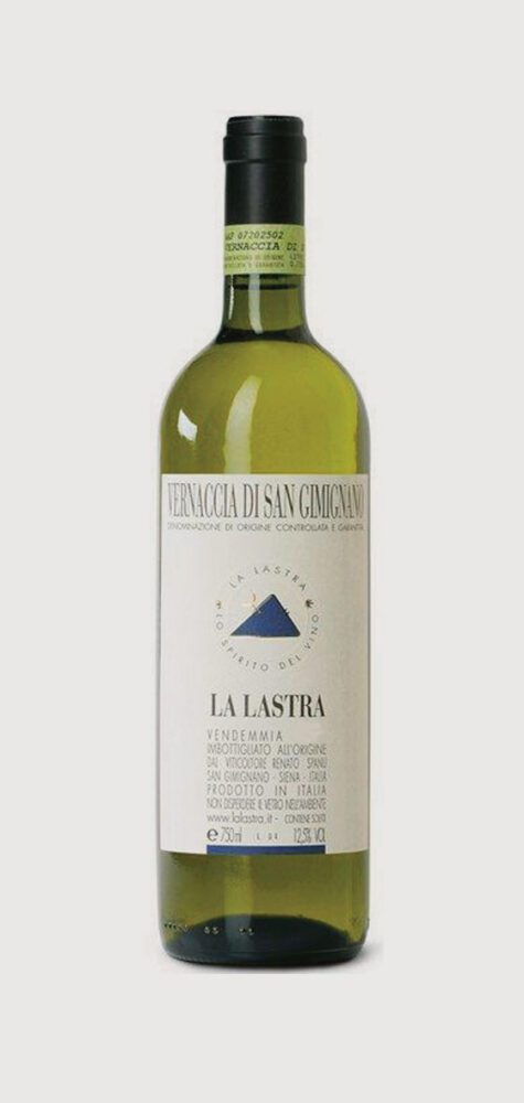White wine bottle with green label.