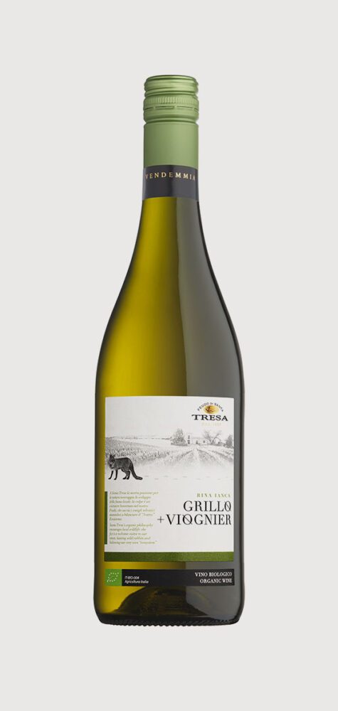 Wine bottle with green screw cap.