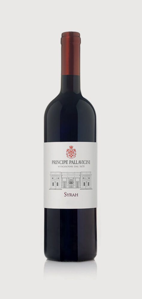 Red wine bottle with Syrah label.
