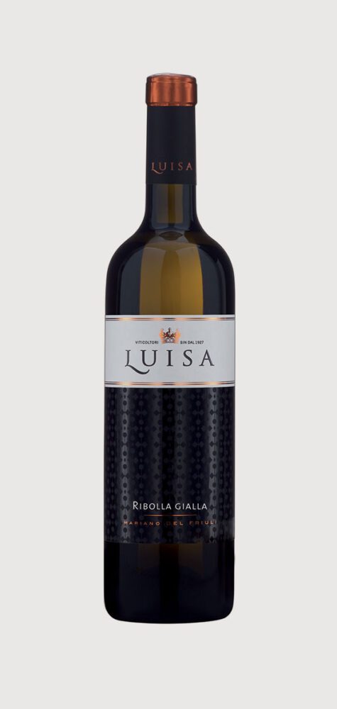 Wine bottle labeled "Luisa Ribolla Gialla".