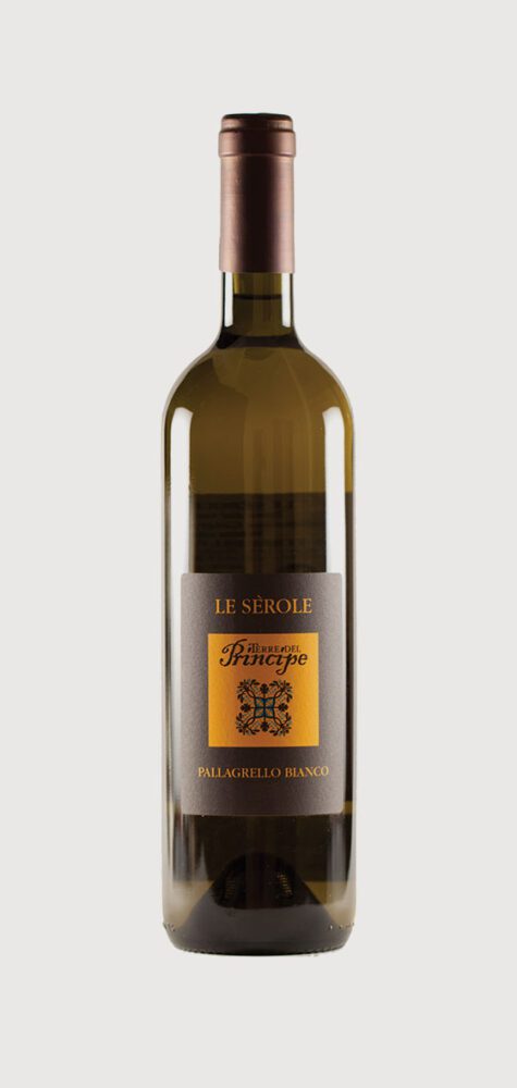 White wine bottle with gold label.