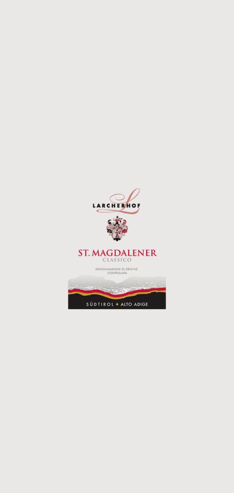 Wine label with "St. Magdalener" text.