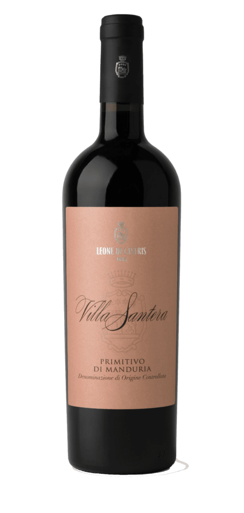 Bottle of red wine with pink label